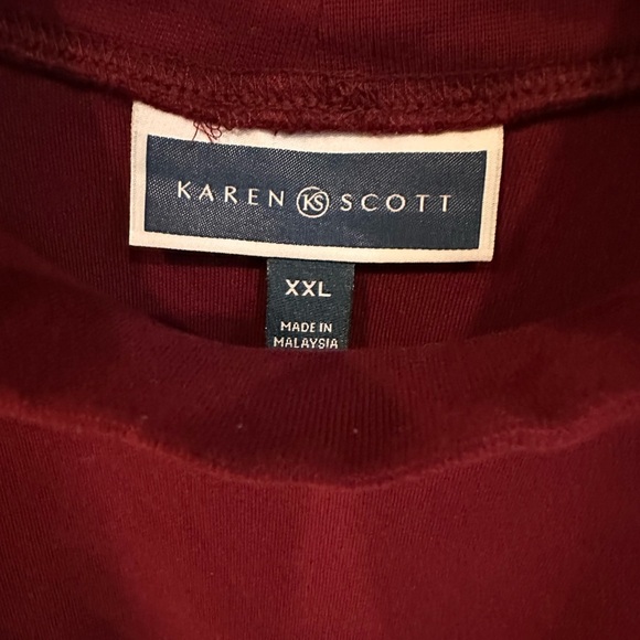 Karen Scott Deep Red Long Sleeve Top - Picture 2 of 3